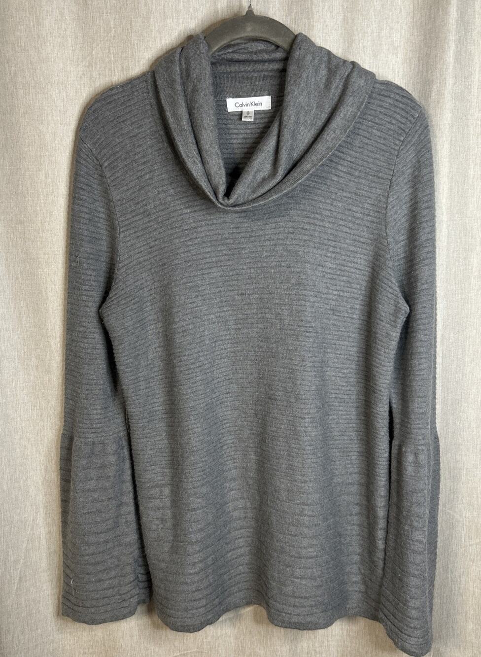 Calvin Klein Gray Pullover Cowl Neck - Long Sleeve Oversized Top - Size Small